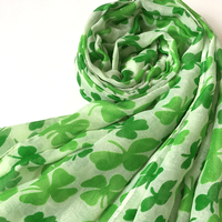 Women's Sweet Four Leaf Clover Voile Printing Scarf main image 3