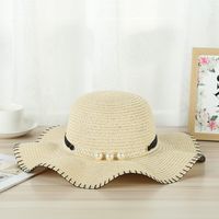 Women's Simple Style Solid Color Ruffles Straw Hat sku image 1