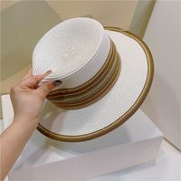 Unisex Ethnic Style Solid Color Flat Eaves Straw Hat main image 5