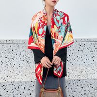 Women's Elegant Simple Style Plant Polyester Silk Scarf sku image 26