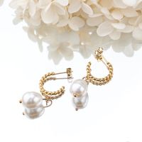 1 Pair Simple Style Classic Style Solid Color Plating Inlay 304 Stainless Steel Artificial Pearls 18K Gold Plated Drop Earrings main image 2