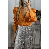 Mujeres Blusa Manga Larga Blusas Casual Estilo Clásico Color Sólido sku image 18