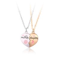 Cute Heart Shape Alloy Enamel Plating Mother's Day Mother&daughter Pendant Necklace sku image 1
