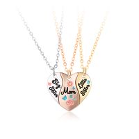 Simple Style Heart Shape Alloy Enamel Plating Mother's Day Mother&daughter Pendant Necklace main image 2