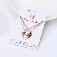 Simple Style Heart Shape Alloy Enamel Plating Mother's Day Mother&daughter Pendant Necklace main image 3