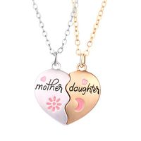 Cute Heart Shape Alloy Enamel Plating Mother's Day Mother&daughter Pendant Necklace main image 3