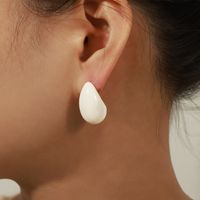 1 Pair Retro Simple Style Water Droplets Enamel Plating Copper 18k Gold Plated Ear Studs sku image 1