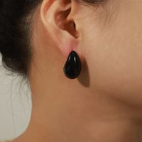 1 Pair Retro Simple Style Water Droplets Enamel Plating Copper 18k Gold Plated Ear Studs sku image 2
