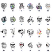 1 Piece Hip-hop Heart Shape Skull Sterling Silver Enamel Inlay Beads Jewelry Accessories main image 1
