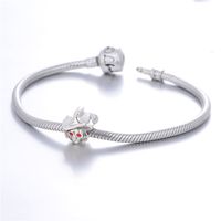 1 Piece Hip-hop Heart Shape Skull Sterling Silver Enamel Inlay Beads Jewelry Accessories main image 2