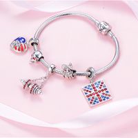 1 Piece Hip-hop Heart Shape Skull Sterling Silver Enamel Inlay Beads Jewelry Accessories main image 5