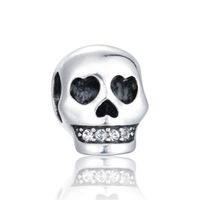 1 Piece Hip-hop Heart Shape Skull Sterling Silver Enamel Inlay Beads Jewelry Accessories sku image 2