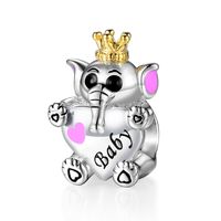 1 Piece Cute Letter Heart Shape Elephant Sterling Silver Plating Beads Jewelry Accessories main image 5
