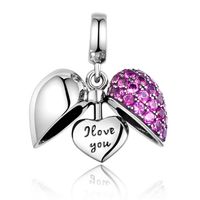 1 Pièce Sucré Lettre Forme De Cœur Argent Sterling Incruster Pendentif Bijoux Accessoires main image 2