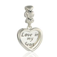 1 Piece Sweet Letter Heart Shape Sterling Silver Inlay Pendant Jewelry Accessories sku image 5