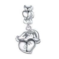 1 Piece Sweet Letter Heart Shape Sterling Silver Inlay Pendant Jewelry Accessories sku image 2