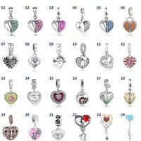 1 Piece Sweet Letter Heart Shape Sterling Silver Inlay Pendant Jewelry Accessories main image 1