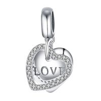 1 Piece Sweet Letter Heart Shape Sterling Silver Inlay Pendant Jewelry Accessories sku image 4