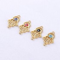 10 Pcs/package Simple Style Devil's Eye Palm Copper Plating Inlay Connector Jewelry Accessories main image 1