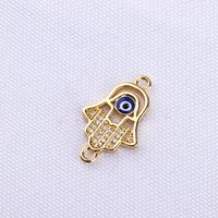 10 Pcs/package Simple Style Devil's Eye Palm Copper Plating Inlay Connector Jewelry Accessories sku image 5