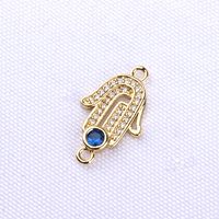 10 Pcs/package Simple Style Devil's Eye Palm Copper Plating Inlay Connector Jewelry Accessories main image 3