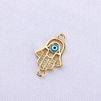 10 Pcs/package Simple Style Devil's Eye Palm Copper Plating Inlay Connector Jewelry Accessories sku image 8