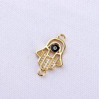 10 Pcs/package Simple Style Devil's Eye Palm Copper Plating Inlay Connector Jewelry Accessories sku image 6