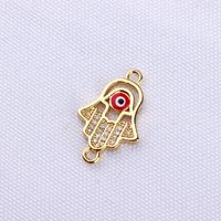 10 Pcs/package Simple Style Devil's Eye Palm Copper Plating Inlay Connector Jewelry Accessories sku image 7