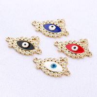 10 Pcs/package Simple Style Devil's Eye Palm Copper Plating Inlay Connector Jewelry Accessories main image 5