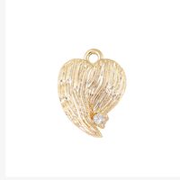 1 Piece Simple Style Heart Shape Wings Copper Plating Inlay Pendant Jewelry Accessories main image 4
