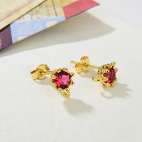 1 Pair Copper Zircon Crown Ear Studs-Accessories Simple Style main image 5
