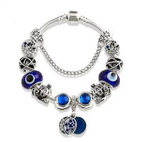 Punk Color Block Alloy Plating Inlay Rhinestones Glass Bead Silver Plated Women's Bangle main image 2