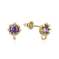 1 Pair Copper Zircon Crown Ear Studs-Accessories Simple Style main image 2