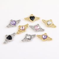 1 Piece Sweet Simple Style Heart Shape Wings Alloy Plating Inlay Pendant Jewelry Accessories main image 5