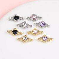 1 Piece Sweet Simple Style Heart Shape Wings Alloy Plating Inlay Pendant Jewelry Accessories main image 4