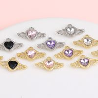 1 Piece Sweet Simple Style Heart Shape Wings Alloy Plating Inlay Pendant Jewelry Accessories main image 3