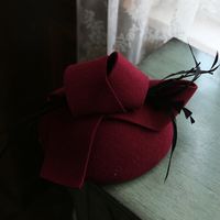 Frau Elegant Einfarbig Flache Traufen Fedora-Hut Fascinator Hut main image 5