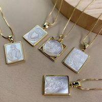 Simple Style Angel Copper Plating Inlay Shell 18k Gold Plated Pendant Necklace main image 4