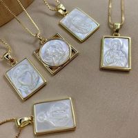 Simple Style Angel Copper Plating Inlay Shell 18k Gold Plated Pendant Necklace main image 3