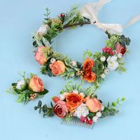 Women's Sweet Pastoral Flower Plastic Cloth Insert Comb Wreath main image 6