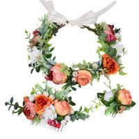 Women's Sweet Pastoral Flower Plastic Cloth Insert Comb Wreath main image 5