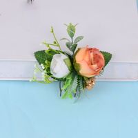 Women's Sweet Pastoral Flower Plastic Cloth Insert Comb Wreath sku image 1