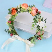 Women's Sweet Pastoral Flower Plastic Cloth Insert Comb Wreath main image 4