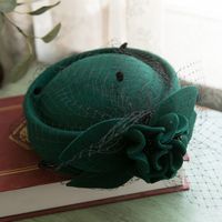 Women's Casual Solid Color Flower Eaveless Fedora Hat Fascinator Hats sku image 4
