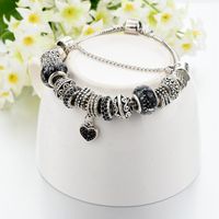 Punk Color Block Heart Shape Alloy Copper Plating Inlay Rhinestones Glass Bead Silver Plated Unisex Bracelets main image 4