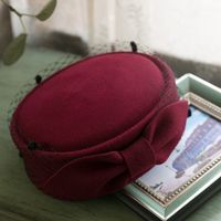 Women's Elegant Solid Color Bow Knot Flat Eaves Fedora Hat Fascinator Hats sku image 2