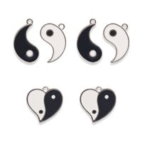 20 Pcs/package Simple Style Tai Chi Heart Shape Alloy Enamel Pendant Jewelry Accessories main image 1