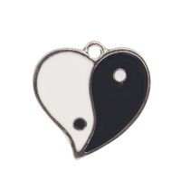 20 Pcs/package Simple Style Tai Chi Heart Shape Alloy Enamel Pendant Jewelry Accessories main image 4