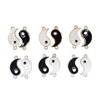 20 Pcs/package Simple Style Tai Chi Heart Shape Alloy Enamel Pendant Jewelry Accessories main image 2