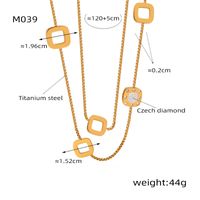 Elegant Simple Style Square Heart Shape Titanium Steel Plating Inlay Artificial Diamond Long Necklace main image 2